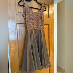 Embellished Brown Sleeveless Dress